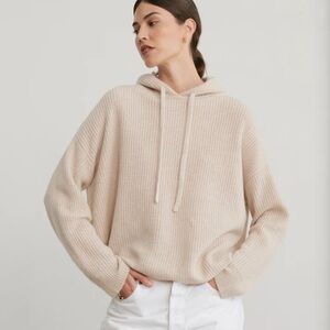 Jenni Kayne Beige Ribbed Knit Hoodie